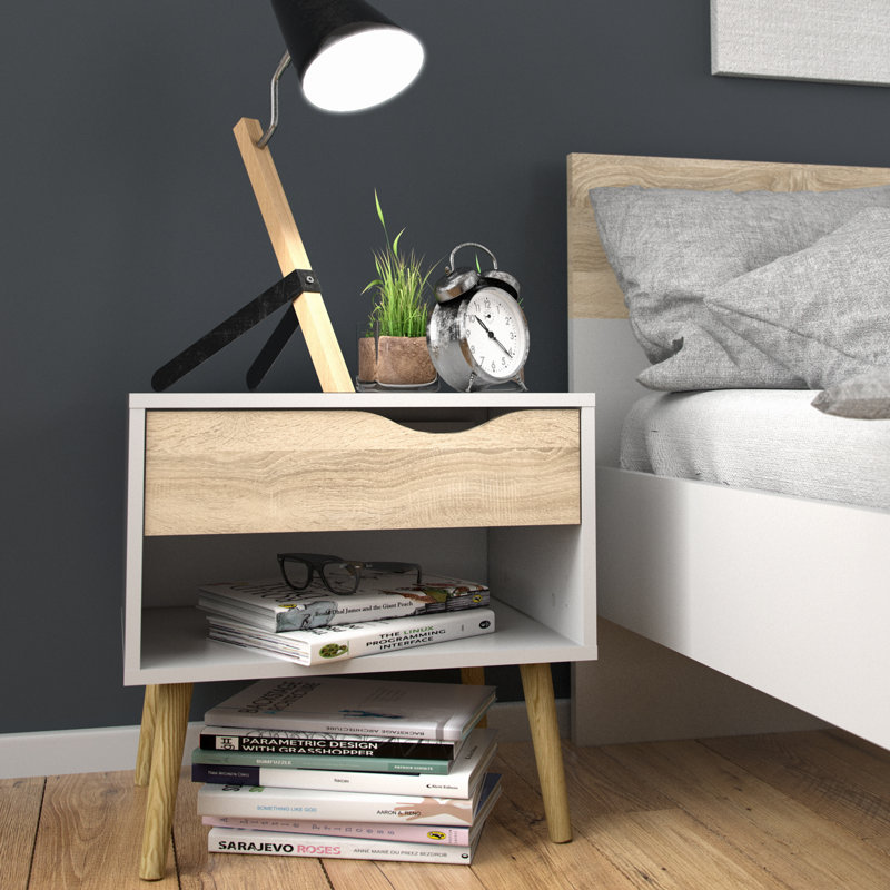 Rahsaan 50.2cm W Plywood / Laminate Board Bedside Table