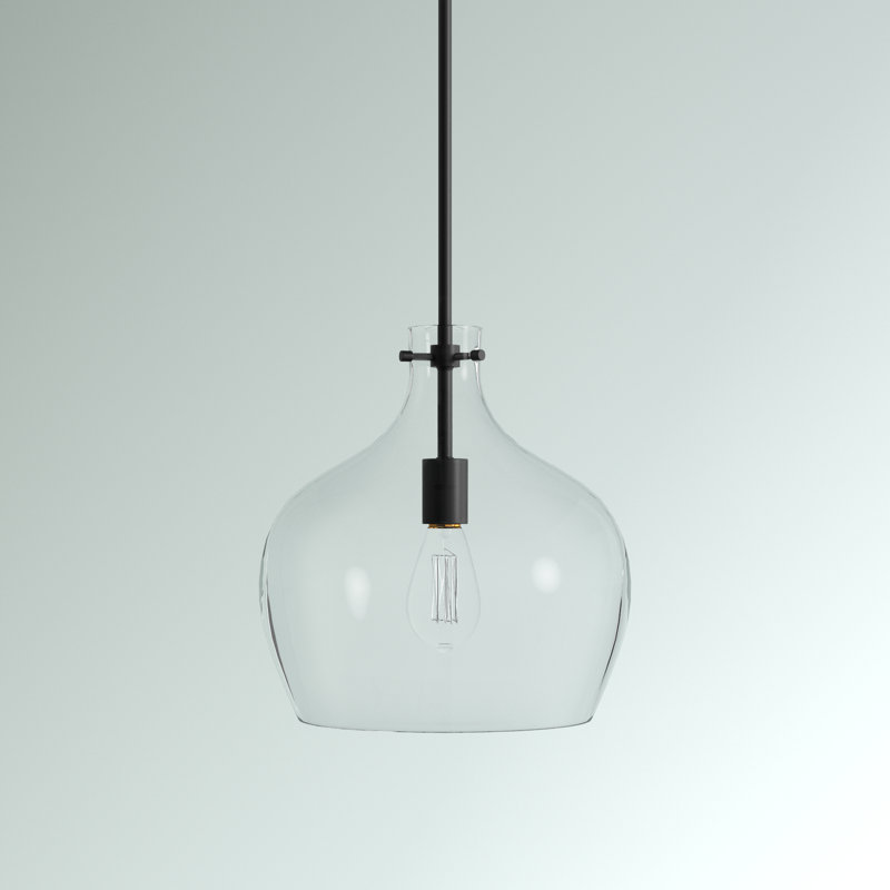 Luminaire suspendu en forme de dôme à 1 lumière Hageman, Noir mat