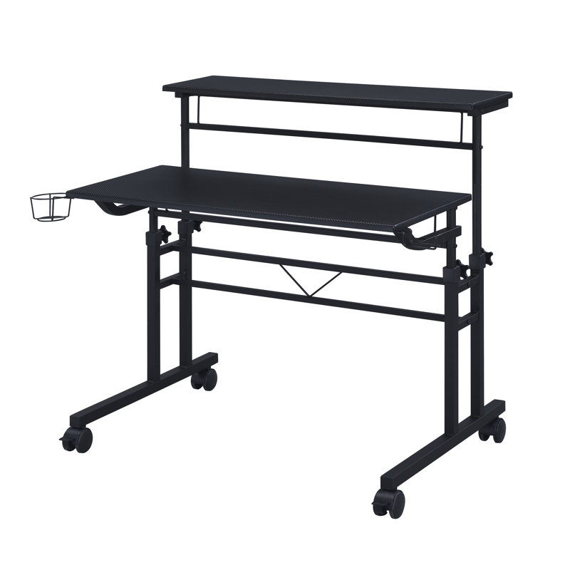 Bureau d'écriture roulant avec hauteur réglable et tablette mobile, noir | Idée de cadeau, Noir