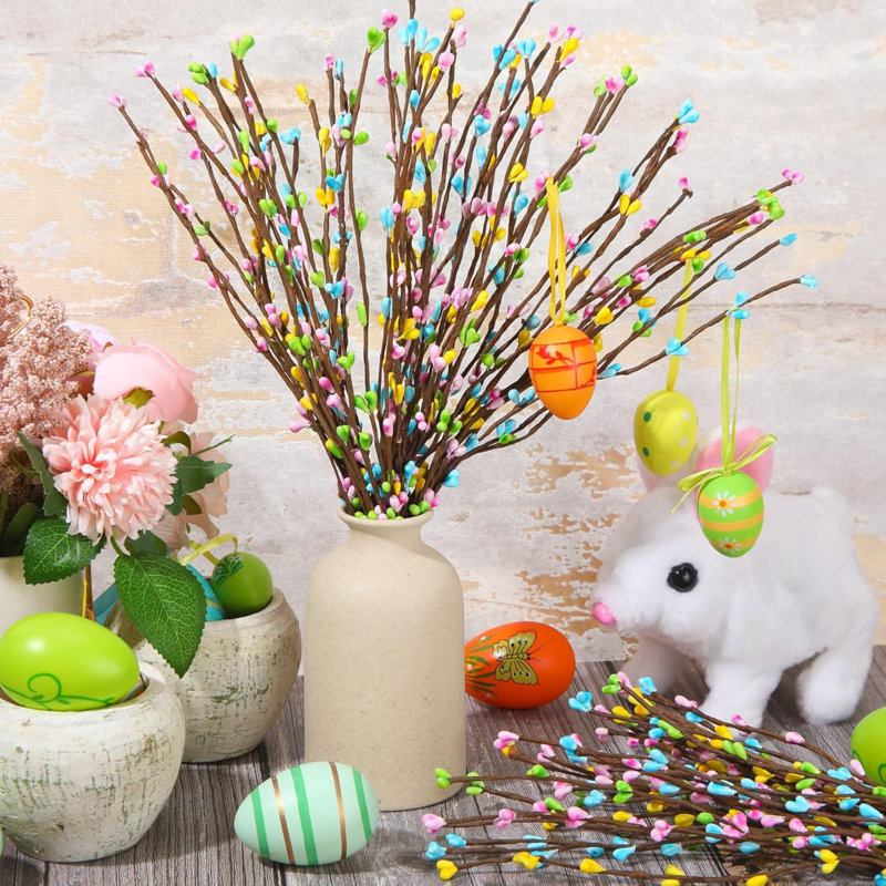 Paquet de 5 guirlandes de baies de Pâques Sprays artificiels à ressort en métal Brindille de baies décoratives