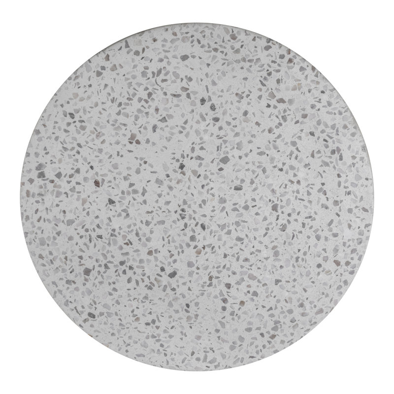 White Terrazzo and Cement Round Pedestal Accent Table