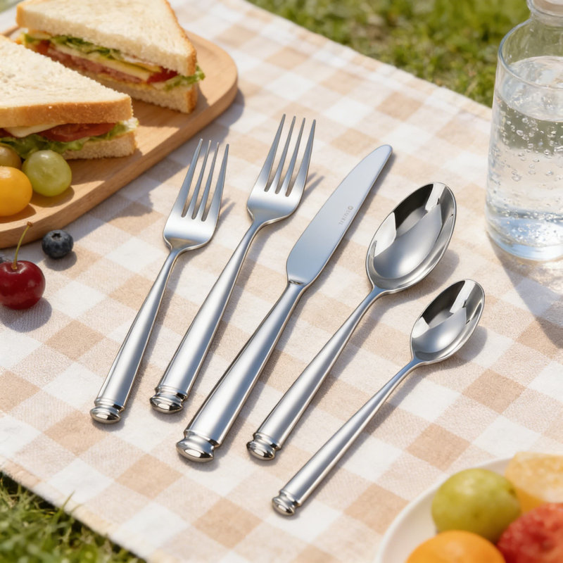 Ensemble de couverts 20 pièces en acier inoxydable Regal, couverts 18/10 lavables au lave-vaisselle avec poignées à colonnes effilées pour les repas formels et quotidiens