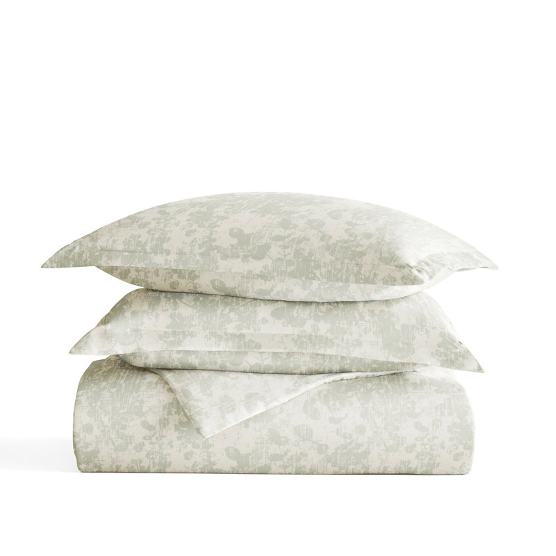 Patterned Ultra Soft 3 Piece Duvet Cover Set - Serenity, Weathered Floral Green Mist, King/Cal-King