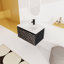 Meuble-lavabo mural flottant 30 po avec lavabo en céramique et porte d'armoire à fermeture en douceur, ensemble KD
