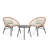 3 Piece Patio Bistro Rattan Chair & Table Set with Cushions-593025376