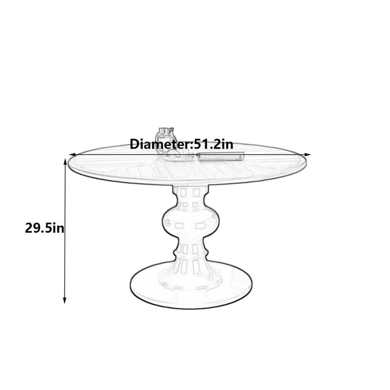 Table de salle à manger ronde française rétro, noyer durable, H 29,5 po x L 51,2 po x l 51,2 po