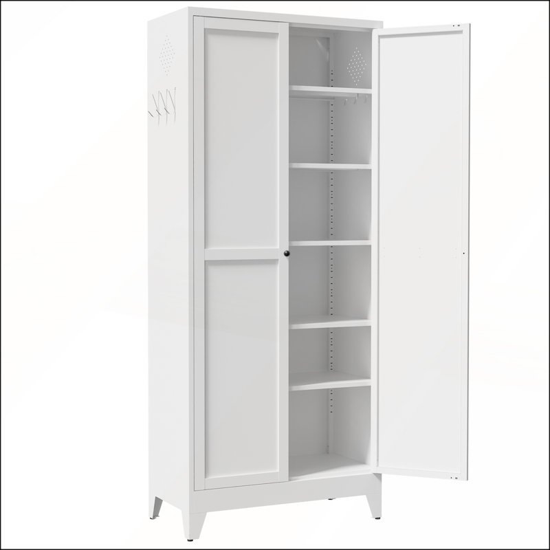 Garde-manger 75 po en métal blanc avec 5 tablettes réglables