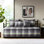 Housse de lit de jour réversible en tissu écossais gris - 6 pièces avec housse, taies décoratives et coussin décoratif rembourrage 90% coton