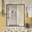 Porte de douche coulissante simple, porte de douche en verre trempé transparent épais de 1/5 po avec poignée en acier inoxydable