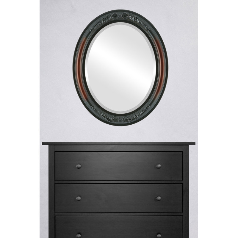 Miroir décoratif ovale encadré Winfrey, H 33 po x l 23 po, Bois de rose