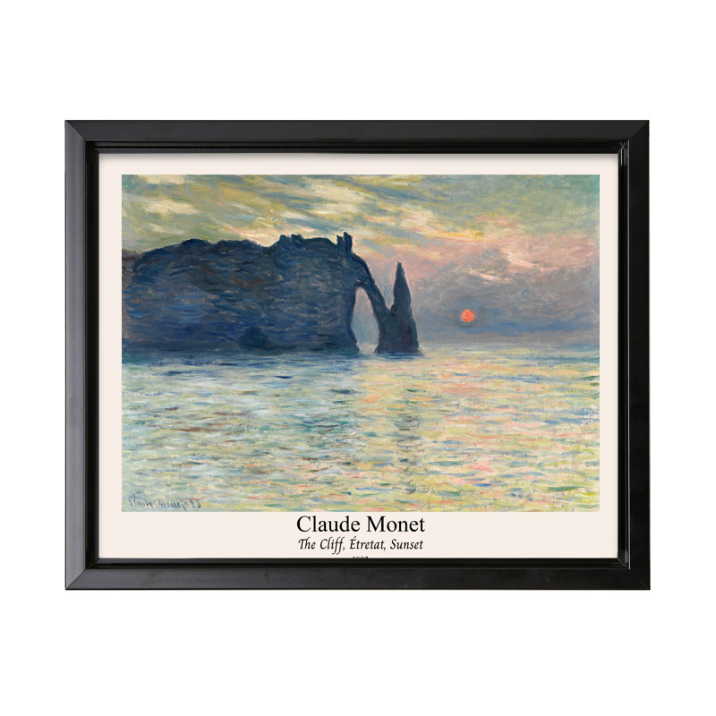 Claude Monet - La falaise, Black Framed, Canvas, 08"H x 10"W