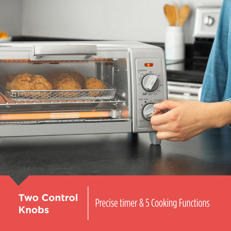 BLACK+DECKER Crisp N Bake Air Fry 4-Slice Toaster Oven, Grey, TO1785SG