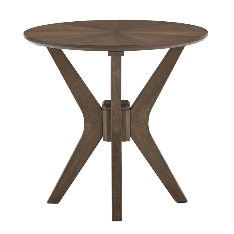Kampsville Solid and Manufactured Wood Round Cross Legs End Table