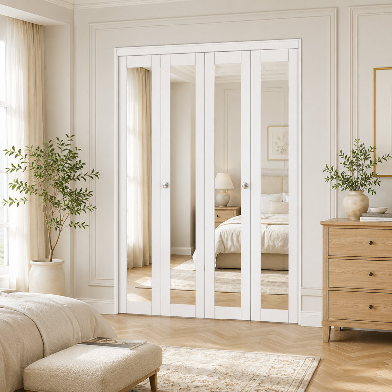 Porte pliante en bois manufacturé double à 1 porte double avec trousse de quincaillerie d'installation (garde-robe, porte de garde-manger)