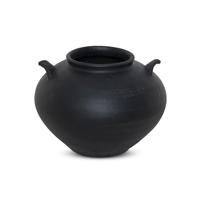 Civita 12'' Terracotta Table Vase, Aged Black