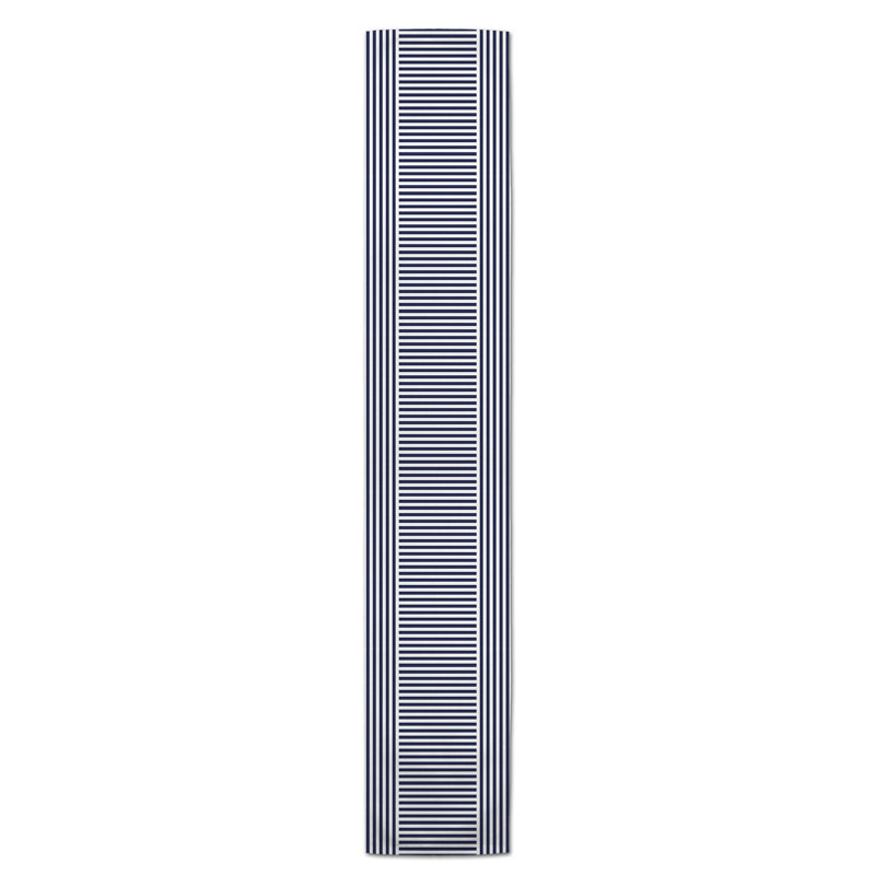 Chemin de table roughhexagon Askerby, 72 po x 16 po, Rayures Hovnan, Bleu marine