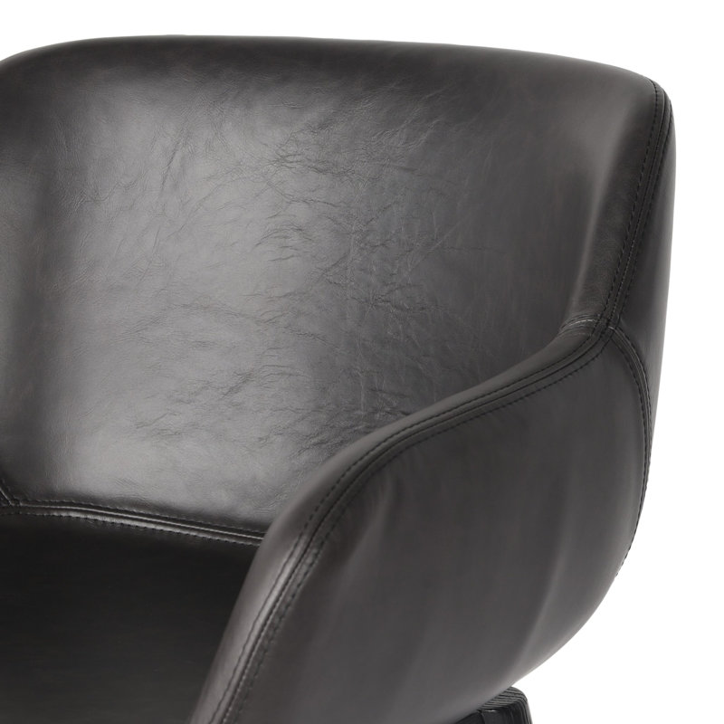 Hannah Swivel Stool, Bar Stool (30.5" Seat Height), Sonoma Black/Genuine Leather, Stained Black Ash