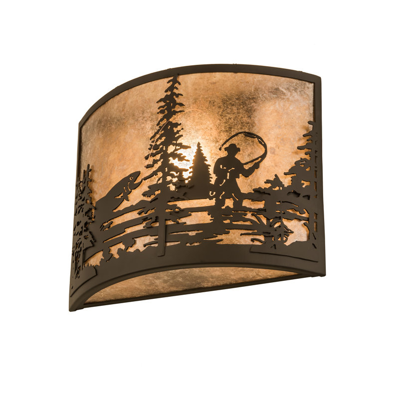 Fly Fishing Creek 2-Light Flush Mount, Brown, 1