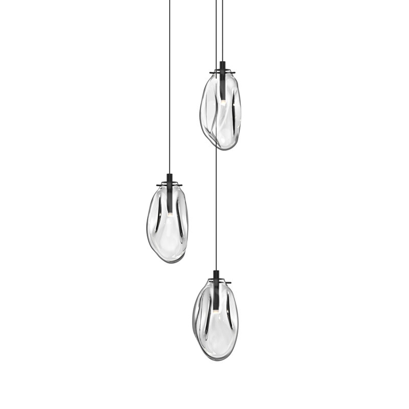 Liquid 3 - Light Satin Black Cluster Pendant, Clear, 22" H x 22.5" W x 22.5" D