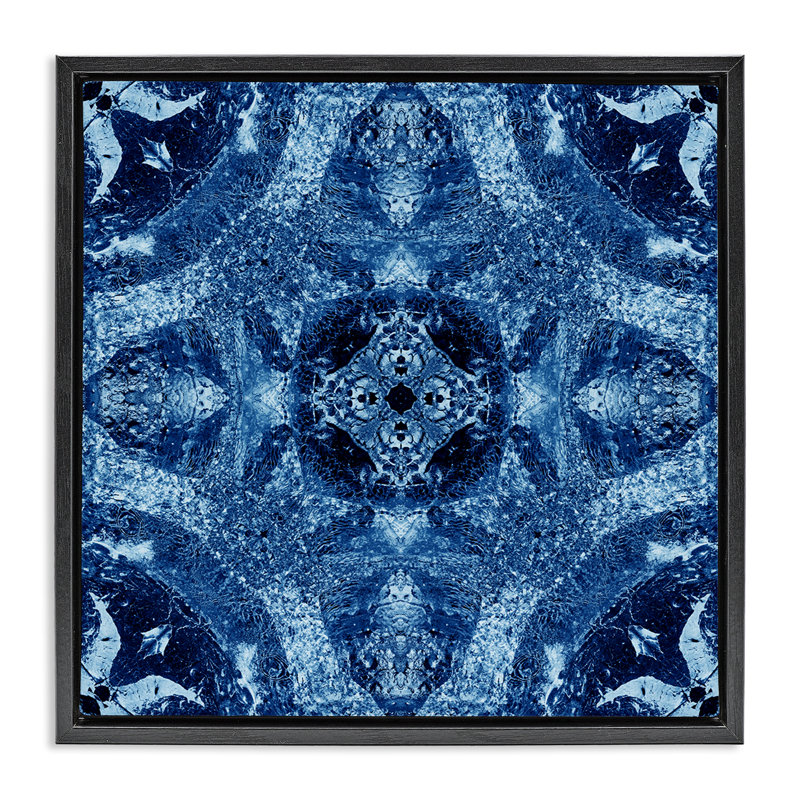 Cadre flottant à motif mosaïque par El Perkin, Cadre flottant noir de jais, H 18 po x l 18 po