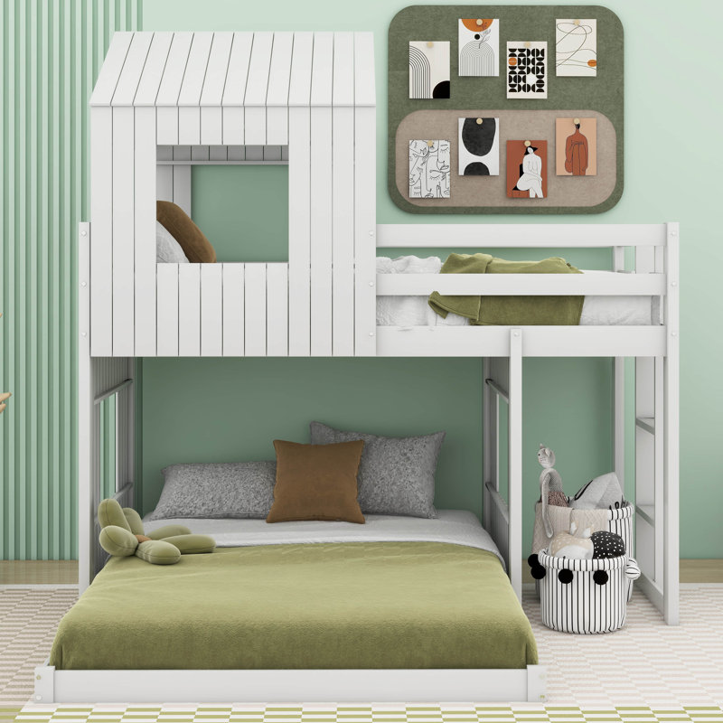 Quamaine Kids Twin Over Full Bunk Bed, White