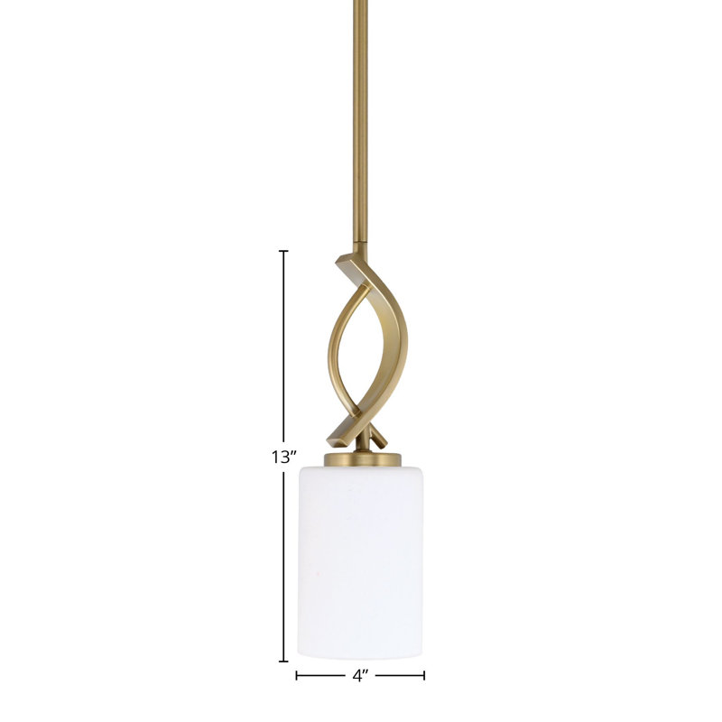 Mini-luminaire suspendu Unia avec verre en mousseline blanc 4 po, Laiton