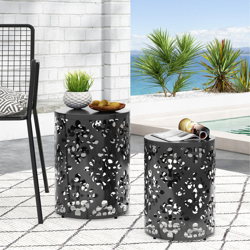 Metal S/2 End Table, Black