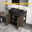 Meuble-lavabo en chêne fumé avec lavabo, mélamine et contreplaqué, 1 ensemble, meuble-lavabo, noyer foncé et noir mat, autoportant, grand espace de rangement et charnières à fermeture douce