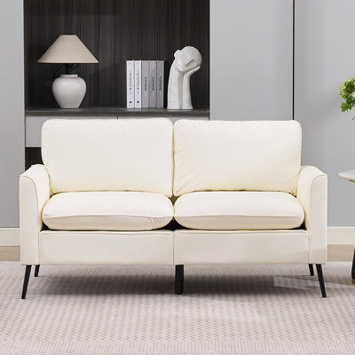 Causeuse rembourrée en cuir avec patte de chat, fauteuil de chambre simple de style nordique rétro et luxueux avec balcon et salon (blanc crème)