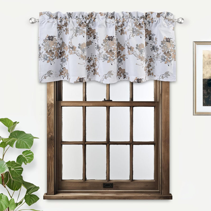 Cantonnière florale en polyester sur mesure, L 52 po x H 18 po