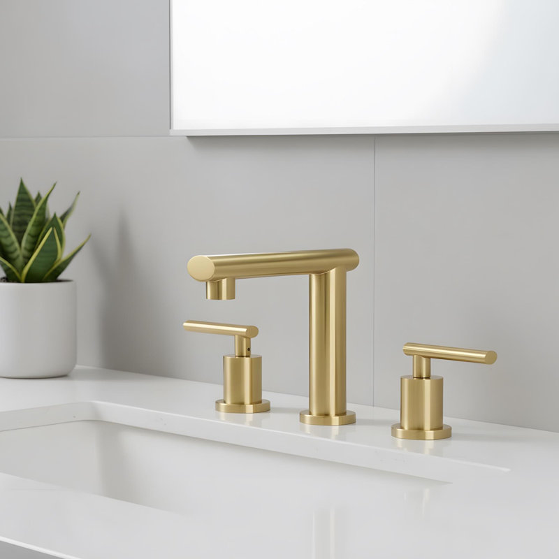 Robinet de lavabo de salle de bain moderne à 2 poignées, Or brossé