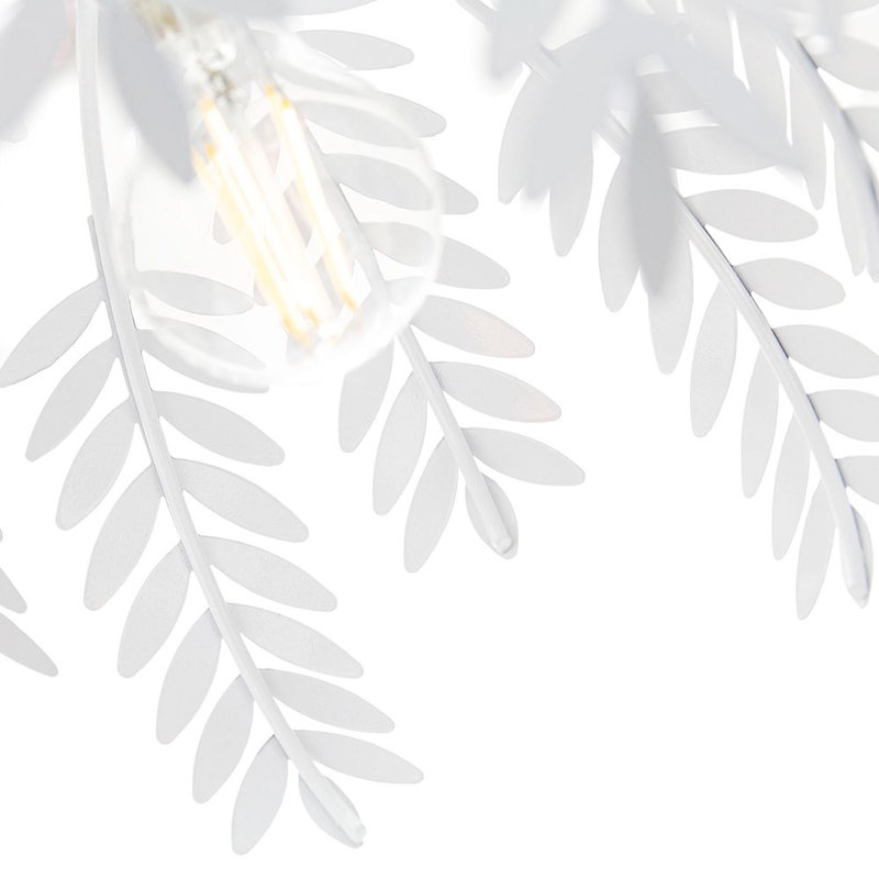 Traditional Fern Leaf Design Ceiling Pendant Light Shade in Shiny Finish, White