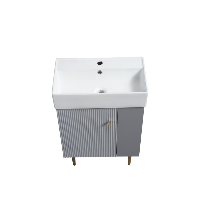 Lavabo vasque en céramique blanc brillant 21,6 po, lavabo 24V06 - 21 pour salle de bain, vernis lisse, construction, lavabo durable et facile à entretenir, matériau, lignes, installation