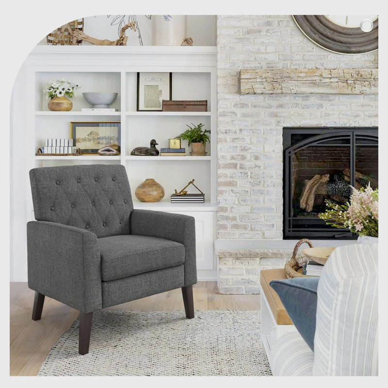 Upholstered Armchair, Gray Linen