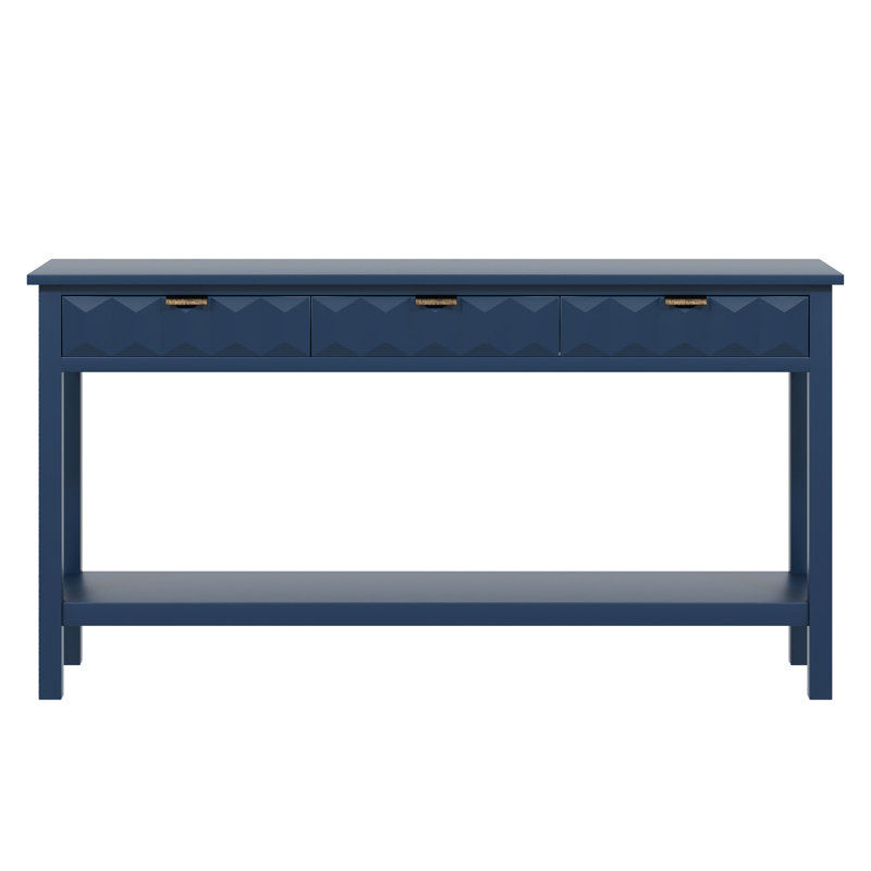 Console avec 3 tiroirs et tablette inférieure, Blue