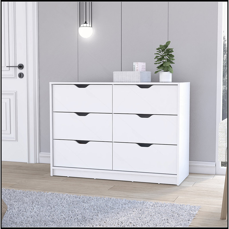 Commode 4 tiroirs, finition blanche, Blanc