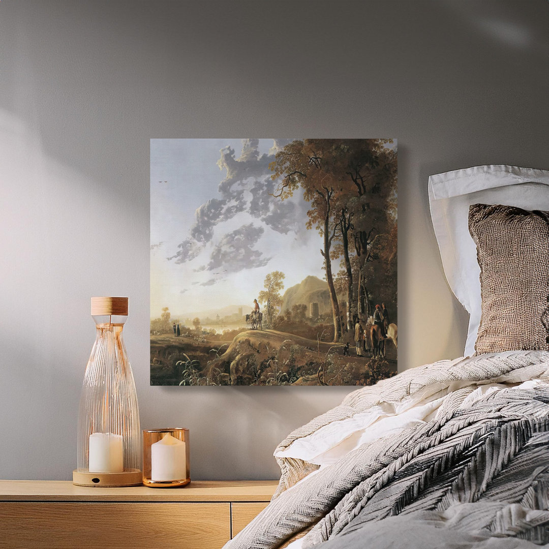 Landscape Canvas Wall Art, Classic Painting Print, Gallery Wrapped Canvas, Ready to Hang, Pastoral Scene, Archival Quality, Home Decor
