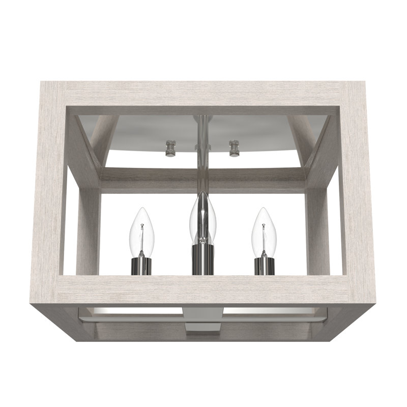 Squire Manor 12.25" Distressed White and Chrome Flush Mount Light