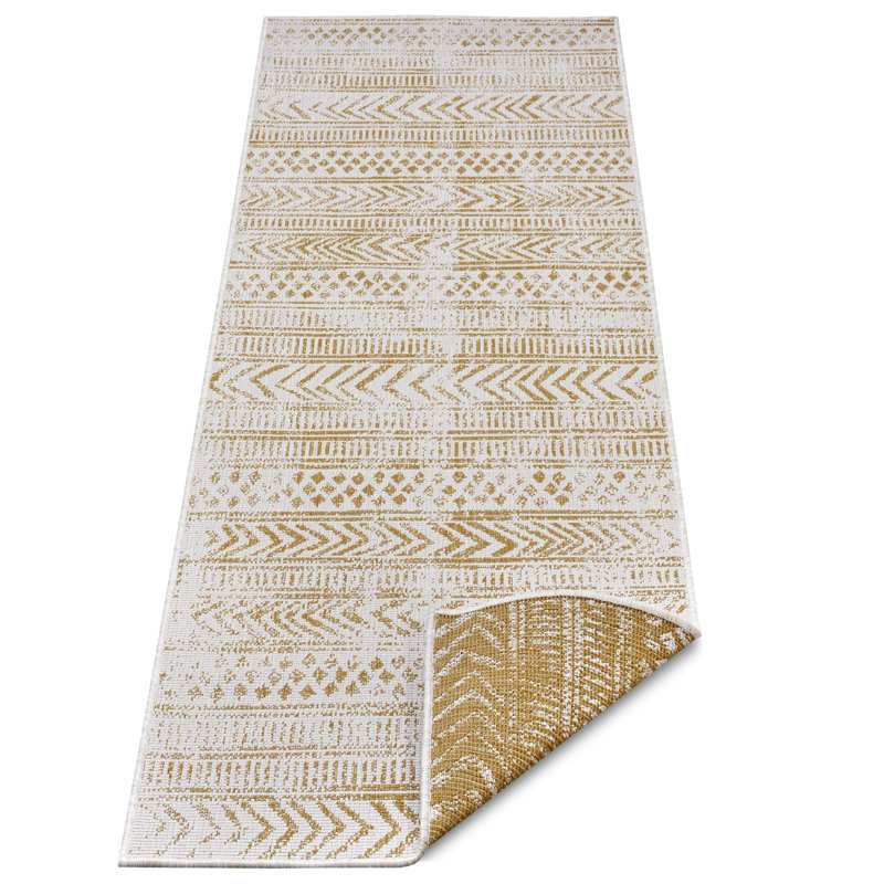 Reversible Flatweave Ocher/Ivory Rug, Runner 80 x 350cm