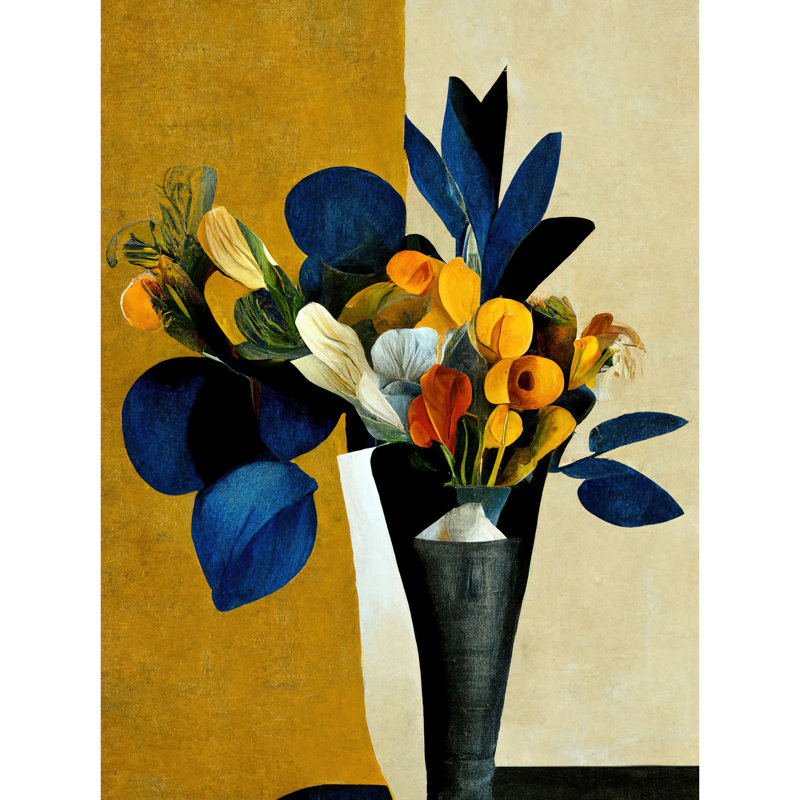 Autumnal Abstract Bouquet Flowers Artwork - Print, 40.5cm H x 30.5cm W x 0.2cm D, Unframed