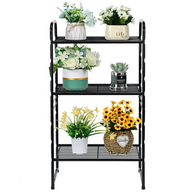 Koki Heavy Duty 3 Shelf Storage Rack Stackable Wire Stand Shelving Unit
