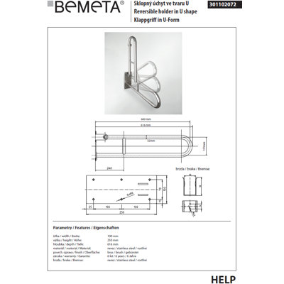 Help 600 61.6cm Grab Bar