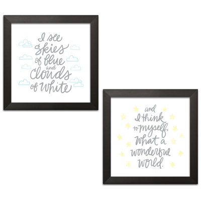 «Lovely I I Skies of Blue ... What A Wonderful World» par Noonday Design - ensemble de 2 reproductions d'art textuel
