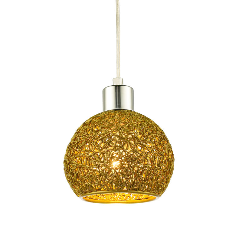 Retro Industrial Style Round Twisted Wire Mesh Metal Lamp Shade In Shiny By, Gold