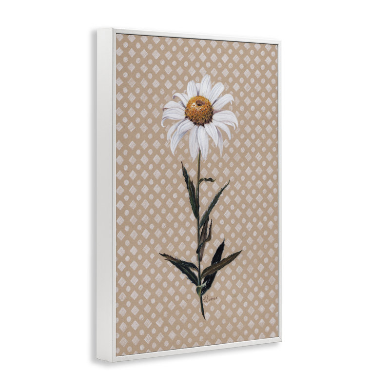 «Daisy Sprig over Neutral», par Giclée, H 18 po x l 12 po, Estampe numérique encadrée blanc bord de mer