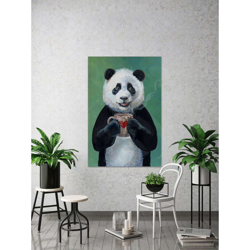 Panda Heart Mug - Wrapped Canvas Painting, 152 cm H x 101 cm W x 3.81 cm D
