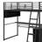 Twin Size Metal Loft Bed With LED, Desk And Storage Shelves-499653608