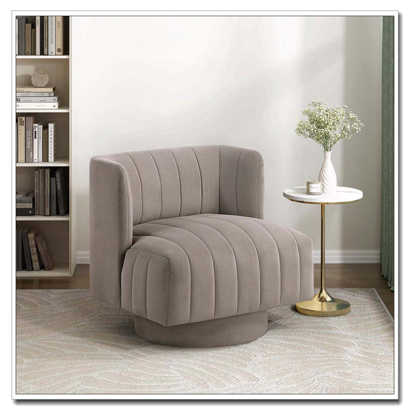 Chaise d'appoint pivotante rembourrée, Taupe