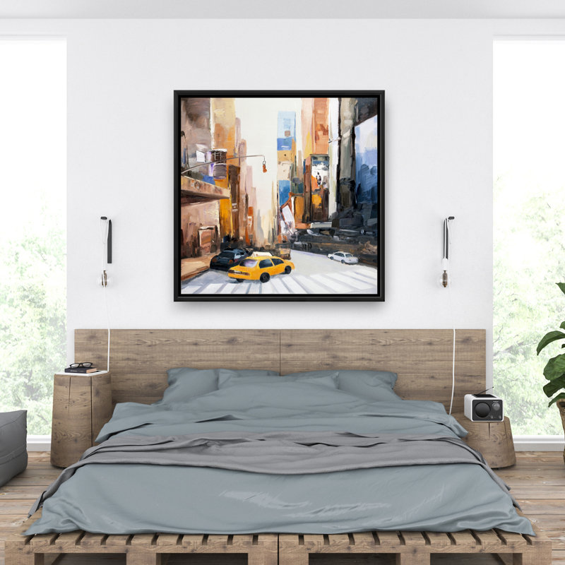 N-y Early in the Morning - Places, voiture encadrée, décor, H 37,25 po x l 37,25 po