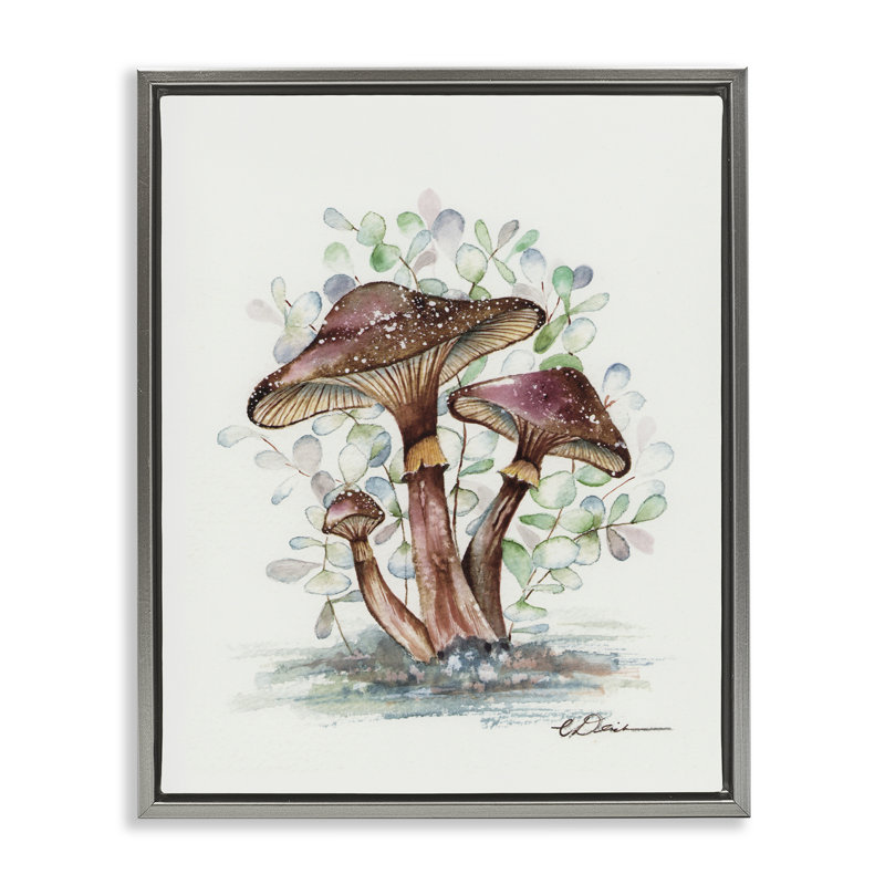 Cadre flottant champignons terreux terreux, conception par Cady, Cadre flottant gris lustré, H 31 po x l 25 po